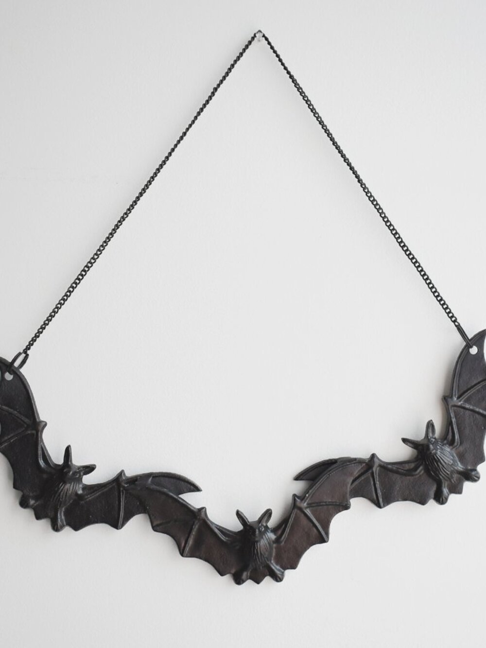 Large Cast Iron Metal Black Vampire Bats Hanging Rustic Gothic Halloween Decor